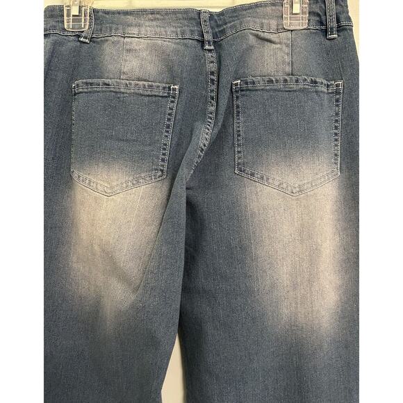 NWOT Flamingo Lightweight Light Wash Wide Leg Denim Pleated Front Jeans-Small-29 - Picture 4 of 14